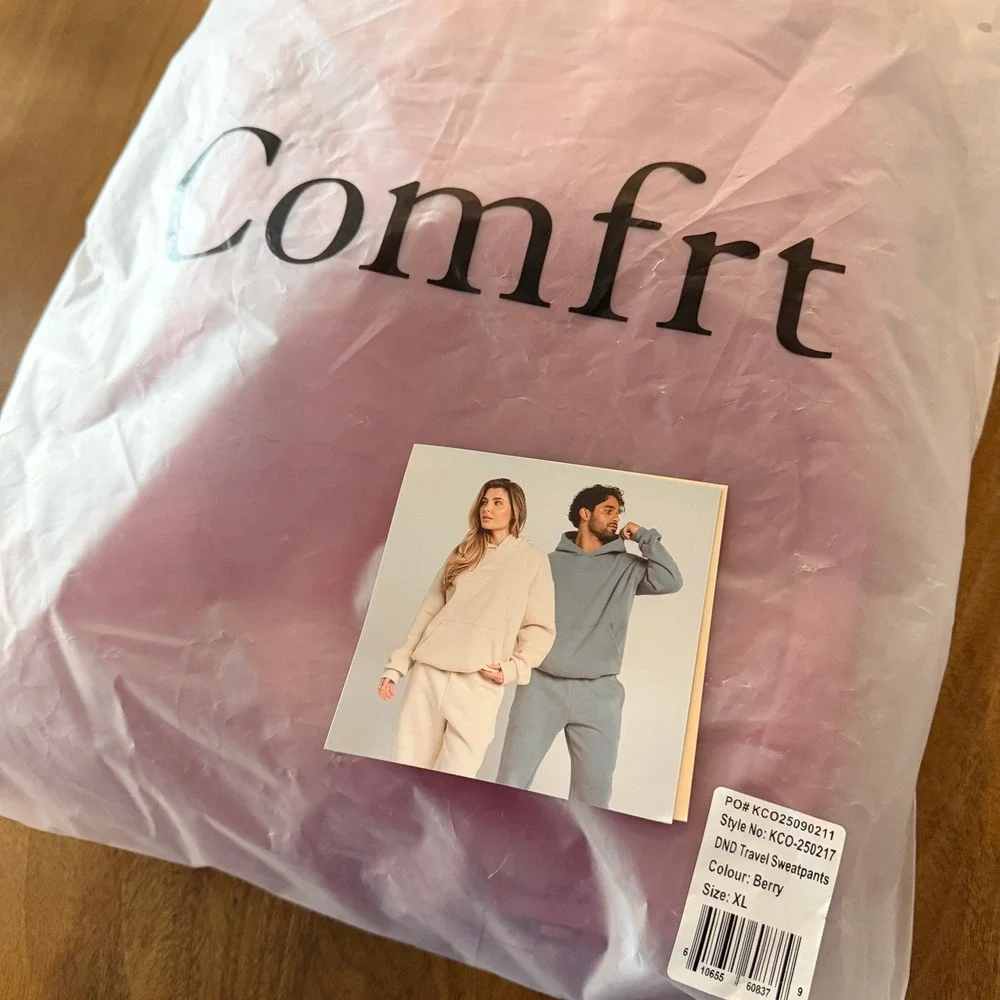COMFRT Unisex Berry DND Travel Jogger Sweatpants Cargo Pocket NWT XL
